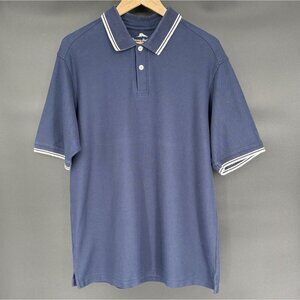 Tommy Bahama Men's Supima Cotton Blend Polo Shirt L Navy Blue Preppy Golf Beach